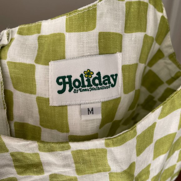 Checkerboard Empire Waist Linen Sundress - Picture 5 of 6